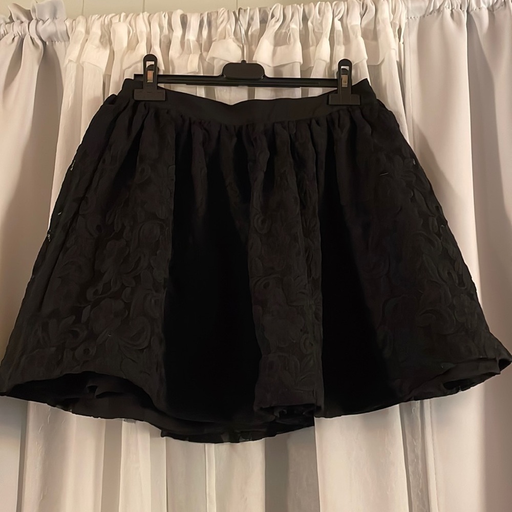 TOBI Black Lace and Tulle Skater Skirt